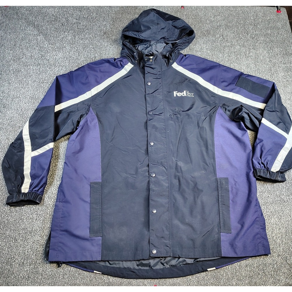 FedEx Stan Herman Reflective Hooded Work Jacket Coat Mens 3x